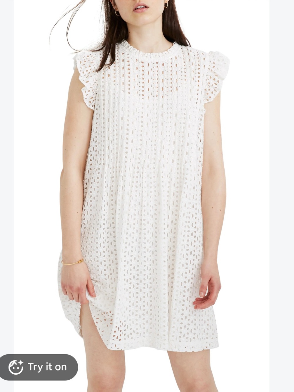 Madewell Eyelet Ruffle Sleeve Pintuck White
Minidress NEW XS